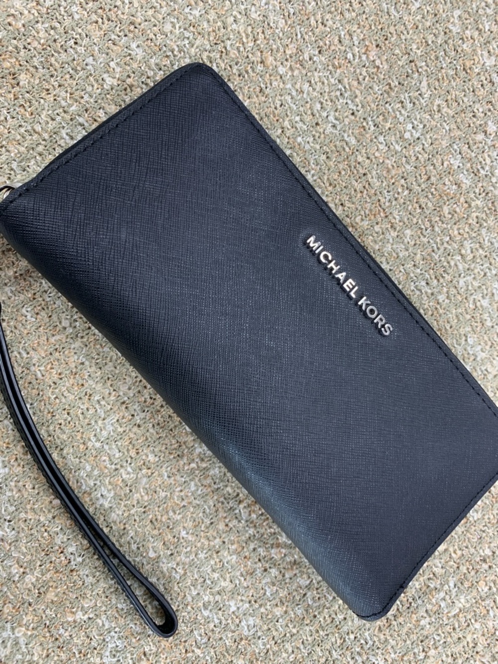 Michael Kors Black Saffiano Leather Zip Wristlet